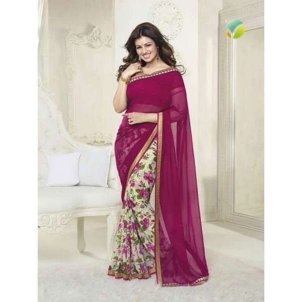 Z32242 Pink Ayesha Takia "Sheesha Star Walk" Chiffon Georgette Party Wear Saree