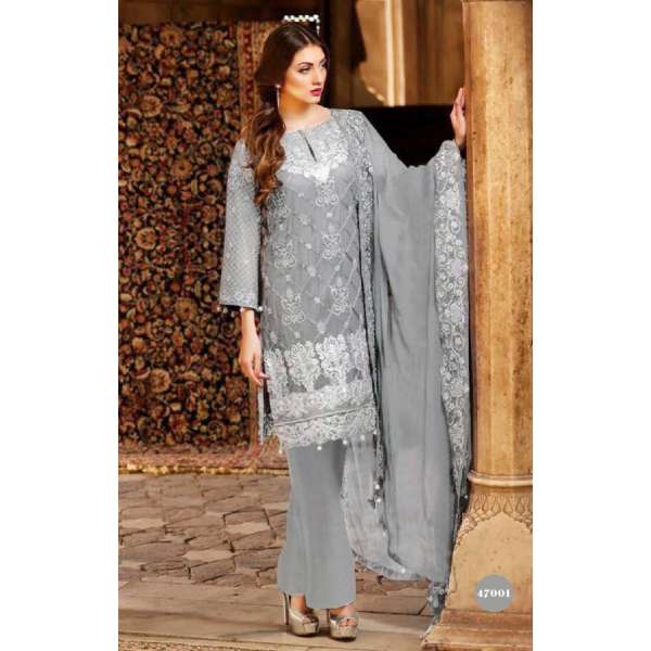47001 GREY MAHROSH  Nishwa Replica PAKISTANI STYLE SALWAR KAMEEZ 