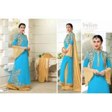Sea Blue & Gold Indian Palazzo Suit Ethnic Wedding Dress