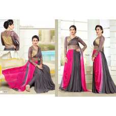 Grey & Pink Wedding Gown Indian Ethnic Dress