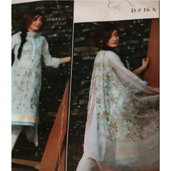 ZEA-16 SEA BLUE ESHA AISHA LAWN EMBROIDERED SALWAR SUIT