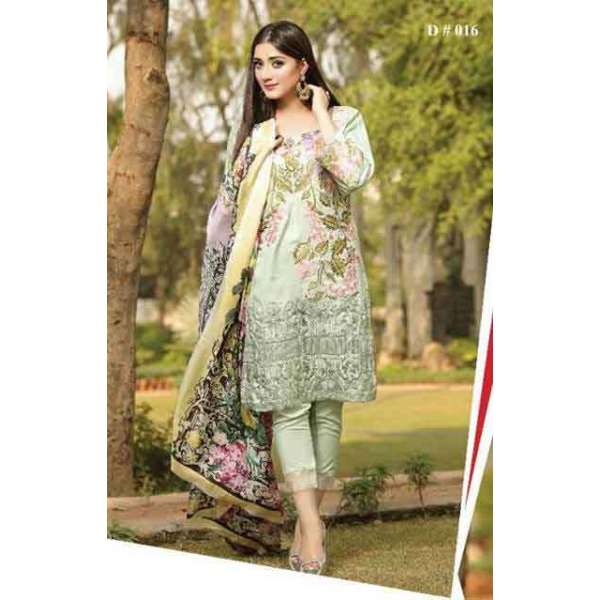 ESHA AISHA D16 GREEN UNSTITCHED PAKISTANI VISCOSE SHAWL SUIT