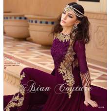 Plum Party Dress Long Frock Wedding Wear