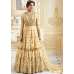 GOLDEN CREAM INDIAN & PAKISTANI DESIGNER PARTY AND WEDDING WEAR FANCY ANARKALI GOWN