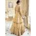 GOLDEN CREAM INDIAN & PAKISTANI DESIGNER PARTY AND WEDDING WEAR FANCY ANARKALI GOWN