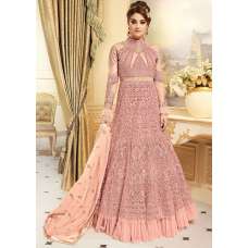 ELEGANT ROSE PINK INDIAN & PAKISTANI DESIGNER PARTY AND WEDDING WEAR FANCY ANARKALI SUIT