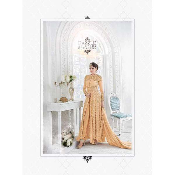 7215 PEACH GLOSSY SAPPHIRE WEDDING WEAR DESIGNER DRESS