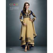 Blue Gold Anarkali Frock Dress Indian Party Suit