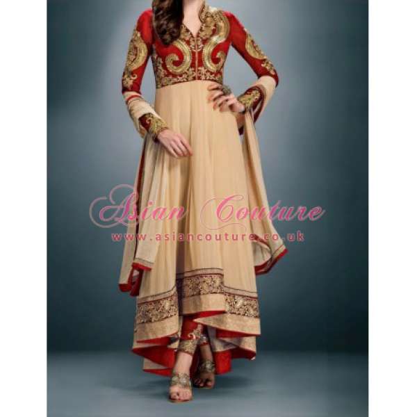 Red & Gold Indian Frock Exclusive Anarkali Suit