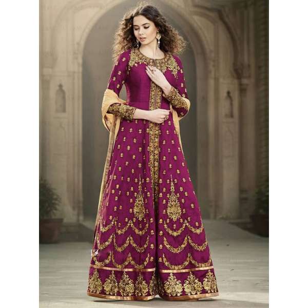 Magenta Embroidered Anarkali Suit Pakistani Wedding Dress