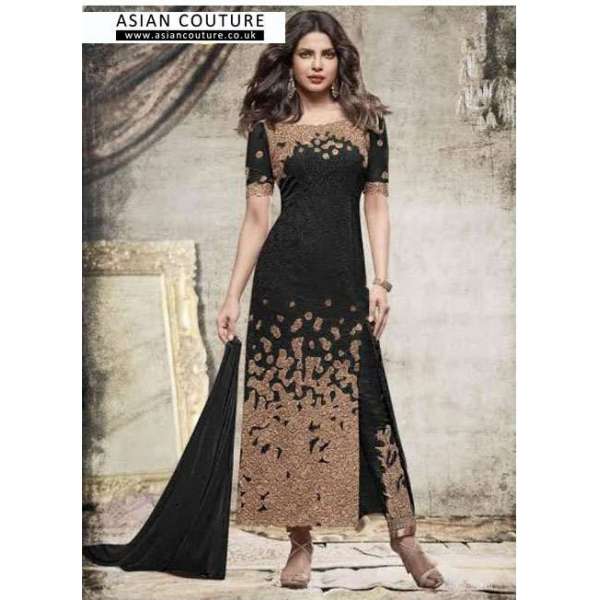 H5148B -BLACK HEROINE PRIYANKA CHOPRA HIT SALWAR KAMEEZ
