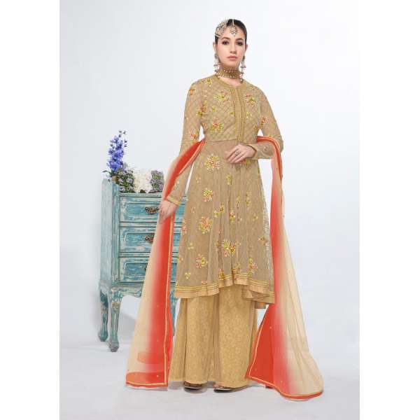 BEIGE INDIAN WEDDING AND PARTY PALAZZO SUIT