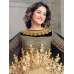 85008 Heenari Beige & Black Embroidered Semi Stitched Suit