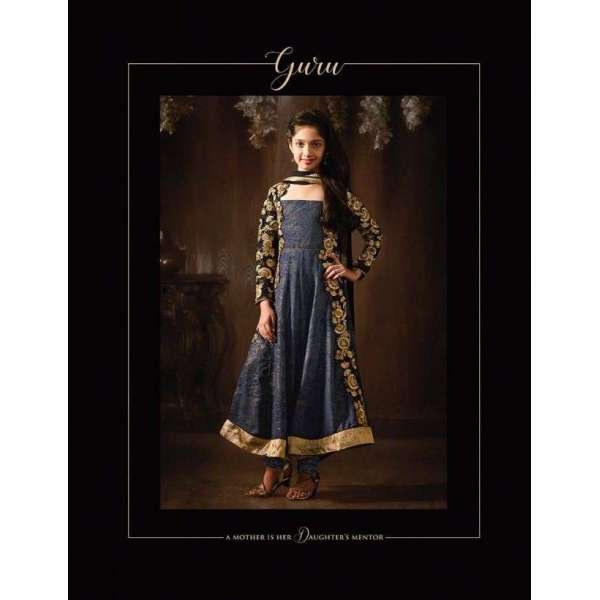 8079 GREY BLUE KARMA EMBROIDERED PARTY WEAR INDIAN DESIGNER ANARKALI SUIT FOR GIRLS