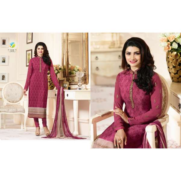 Hot Pink Crepe Indian Suit Elegant Party Dress 