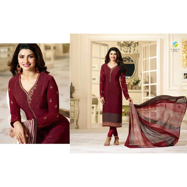 Maroon Royal Kaseesh Crepe Silkina Designer Salwar Suit 