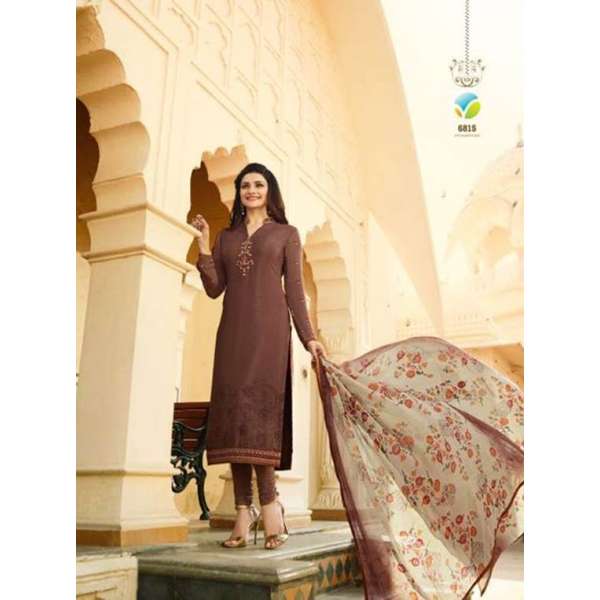 Pale Brown Royal Kaseesh Crepe Silkina Designer Salwar Suit 
