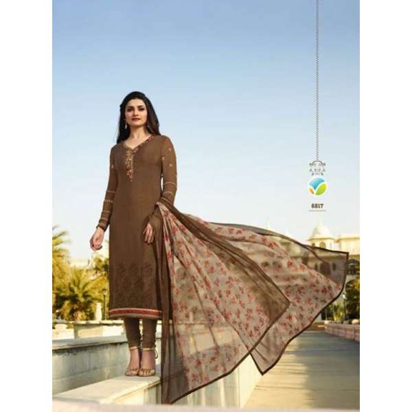Brown Crepe Salwar Kameez Indian Party Suit