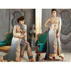 5001-G WHITE AND LILAC GRAY KESARI ARYAA GEORGETTE PARTY WEAR SUIT