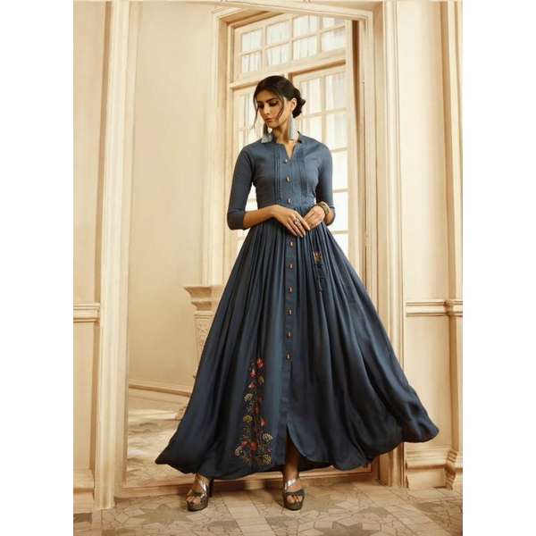 Dark Grey Stylish Kaftan Long Designer Gown