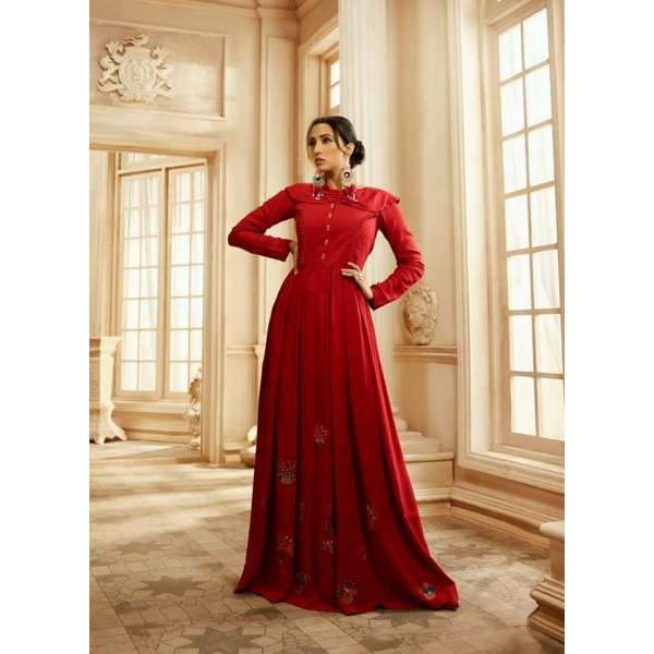 Red Kaftan Fancy Indian Designer Gown