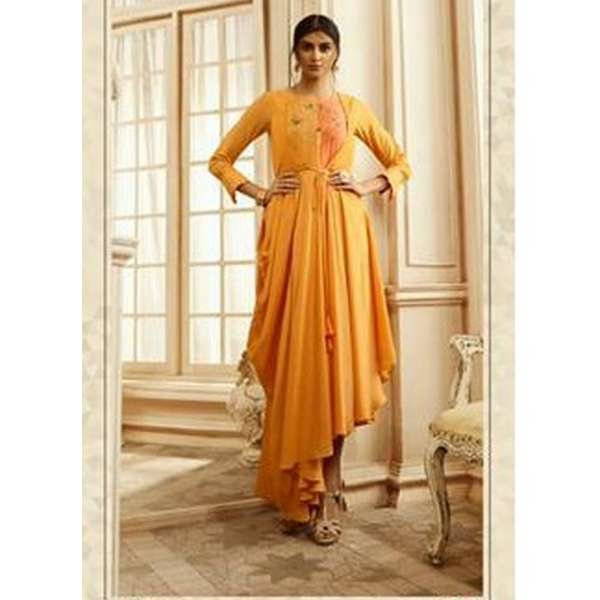 Yellow Indian Designer Kaftan Fancy Party Wear Gown