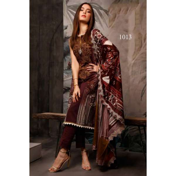 Maroon Printed Lawn Punjabi Salwar Kameez
