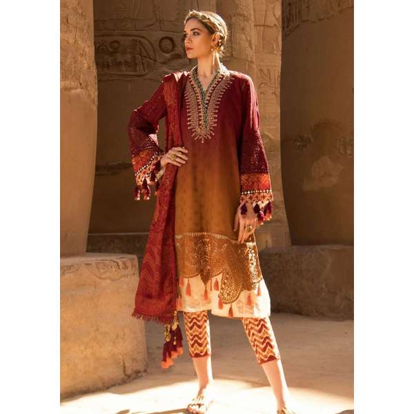 Maroon Casual Style Pakistani Designer Lawn Suit