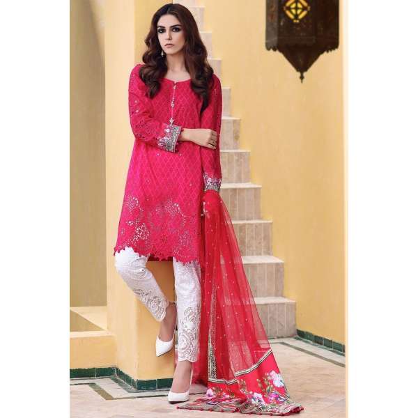 Hot Pink Maria b Pakistani Style Readymade Salwar Kameez
