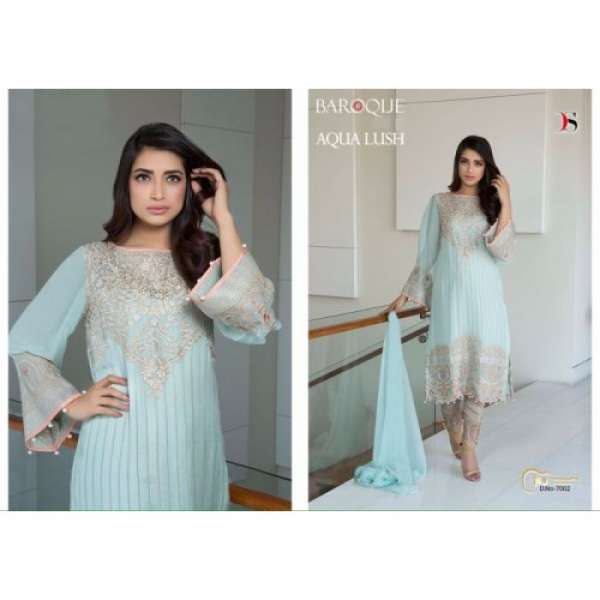 Z7002 LIGHT BLUE DECENT GEORGETTE PAKISTANI STYLE SUIT 