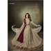Beige Jacquard Anarkali Suit With Velvet Shawl
