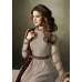 Beige Jacquard Evening Dress Anarkali Gown