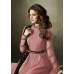 Pink Maxi Gown Evening Dress With Velvet Shawl