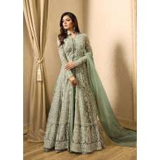 EID DRESS COLLECTION: NILE GREEN EMBELLISHED ANARKALI SUIT 