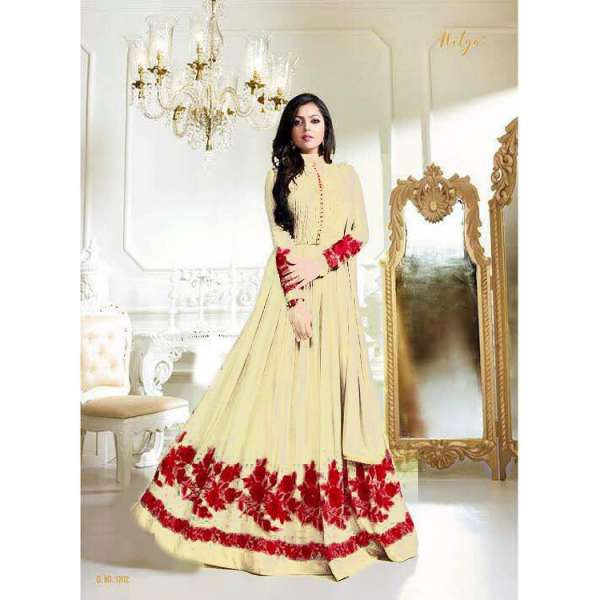 CREAM RED NITYA GEORGETTE ANARKALI SUIT