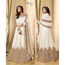 OFF WHITE EMBELLISHED AND EMBROIDERED FLOOR LENGTH ANARKALI SUIT