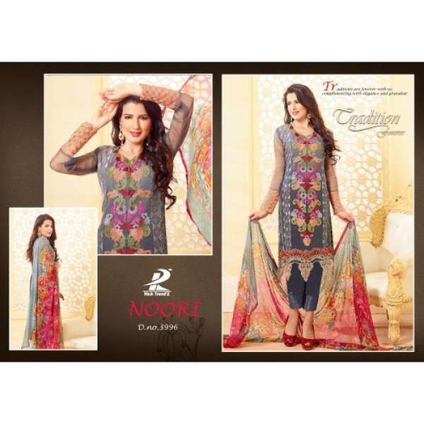 N3996 GREY NOORI DESIGNER GEORGETTE SALWAR KAMEEZ SUIT