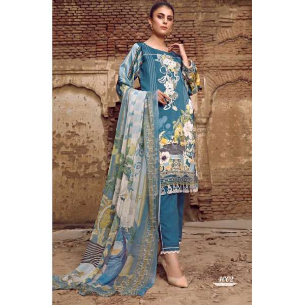 Blue Printed Lawn Suit Pakistani Designer Salwar Kameez