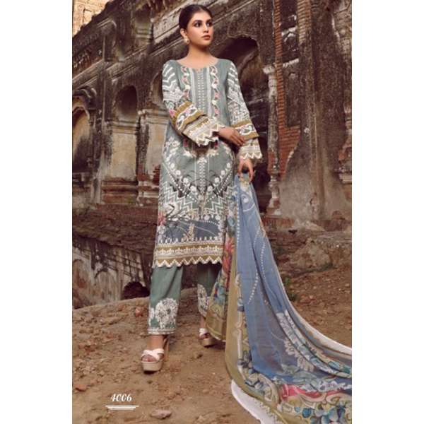 Grey Embroidered Lawn Suit Summer Cotton Pakistani Dress