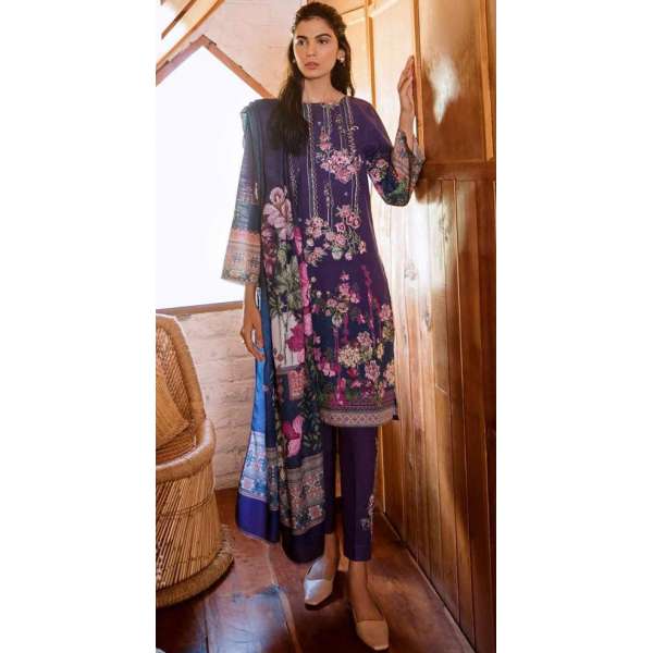 Purple Cotton Summer Suit Pakistani Lawn Salwar Kameez