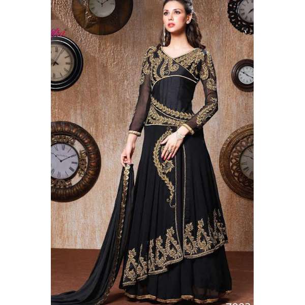 RANGSUTRA 7002 BLACK GEORGETTE ANARKALI STYLE DRESS