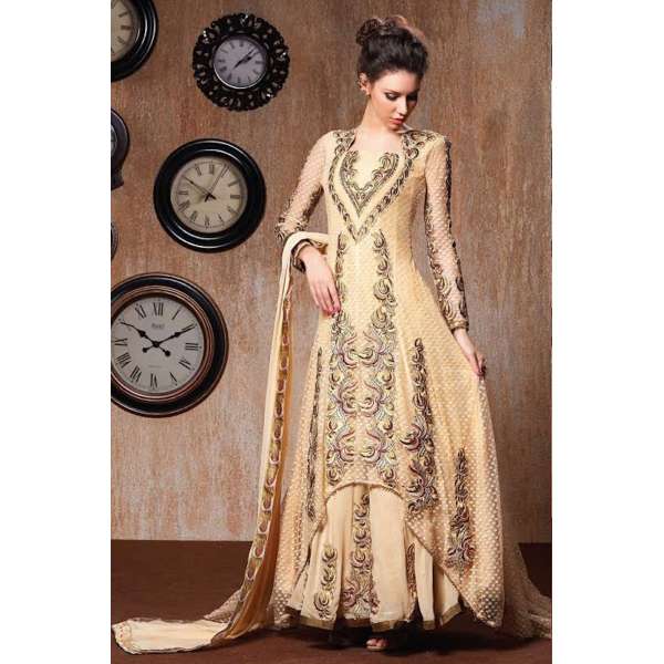 RANGSUTRA 7007 GOLD GEORGETTE ANARKALI STYLE DRESS