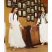 White Chiffon Long Maxi Dress Brown Jacket Suit