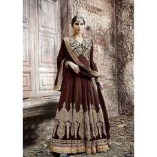 KJ01 DARK BROWN KAJOL EMBROIDERED ANARKALI SUIT