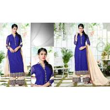 Blue Dress Top Cream Palazzo Salwar Suit 
