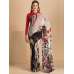 ACS-01 BROWN ABSTRACT PRINTED SEMI STITCHED SAREE