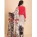 ACS-01 BROWN ABSTRACT PRINTED SEMI STITCHED SAREE