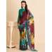 ACS-05 RAMA GREEN FLORAL PRINTED FULL SLEEVE BLOUSE UNSTITCHED SAREE