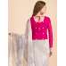 CREAM AND PINK SUMMER ABSTRACT PRINTED SEMI STITCHED SAREE
