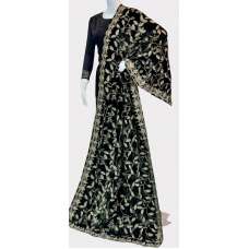 Khaki Green Embroidered Pakistani Velvet Shawl